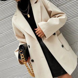 Classic Double Breasted Pea Overcoat jacket fall/winter - beige